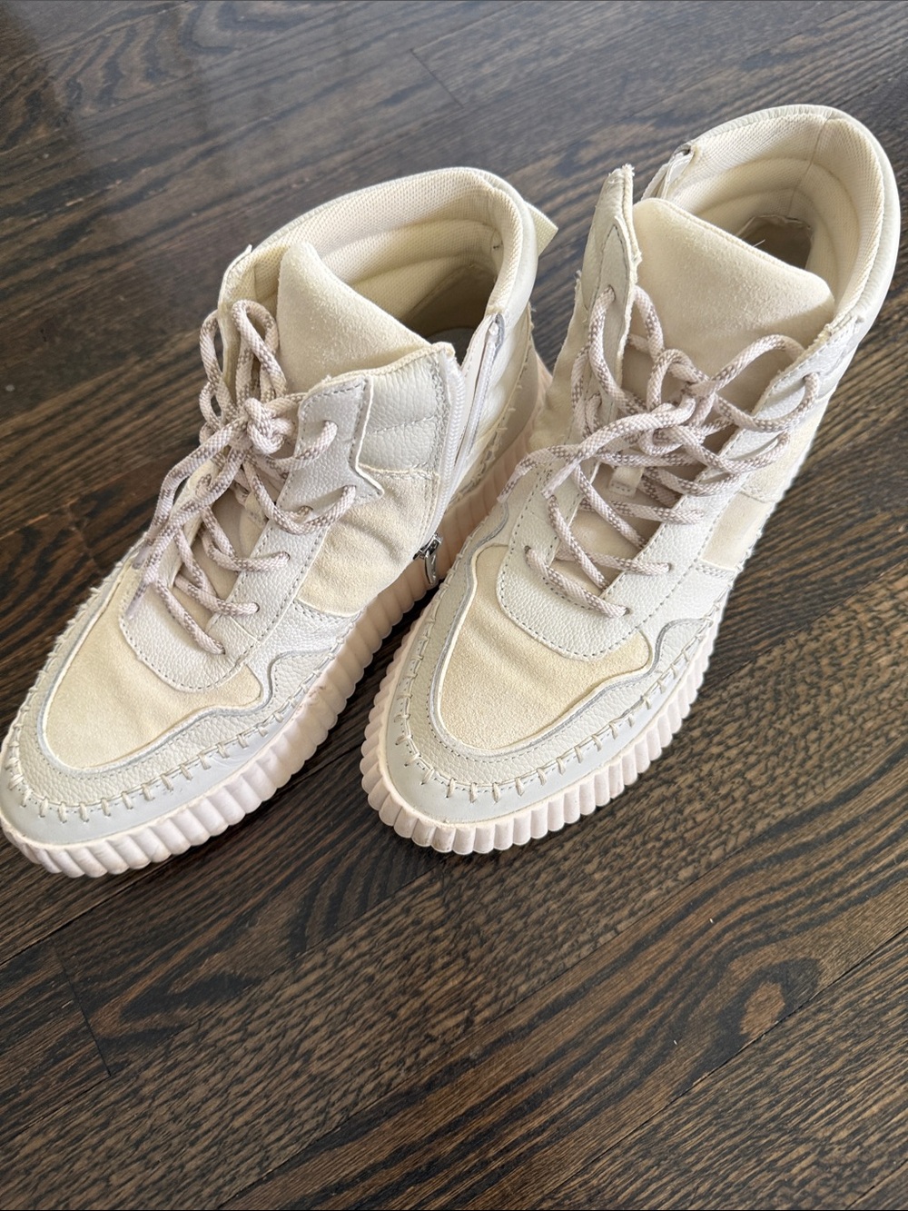 Women's High-Top Casual Sneakers - Cream